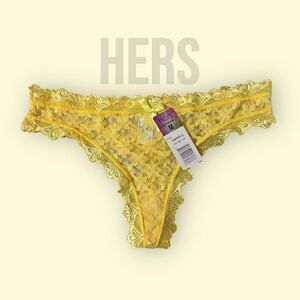 Hers Yellow Lace Thong Panty Sz M